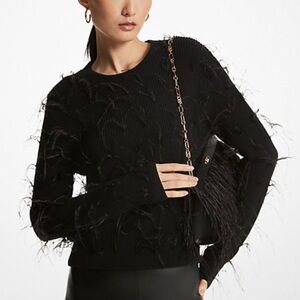 Michael Kors Black Feathered Sweater